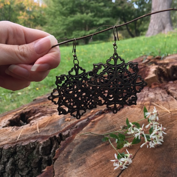 Massive Airy Bronze Statement Earrings - Picture 7 of 8